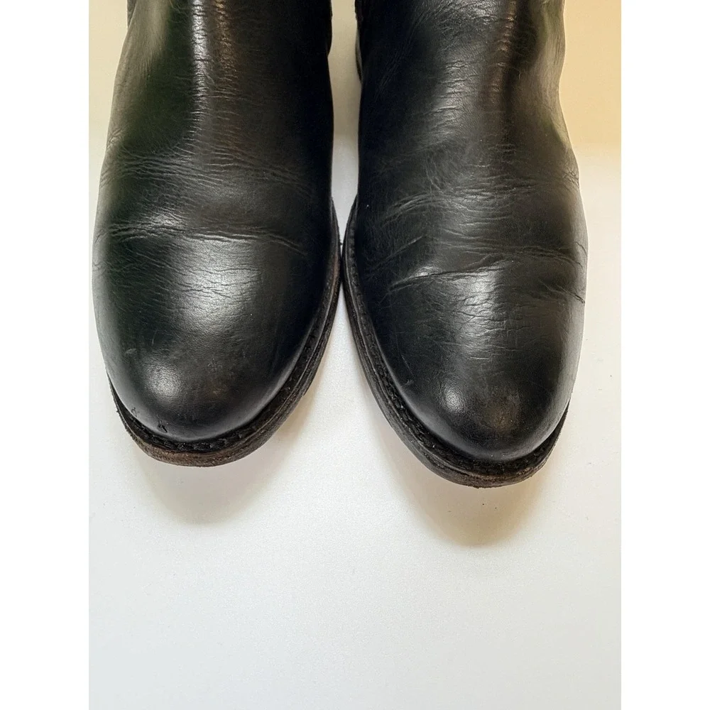 FRYE Women's Pippa Moto Chelsea Boot Leather pull on Black 7.5 B Broken In Edgy
